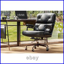 Adjustable Office Chair Mid-Century Lobby Chair 100% Real Leather Executive Seat