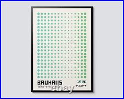 Dot Wave in Green, Bauhaus Inspired Abstract Geometric Print, Mid-Century Wall