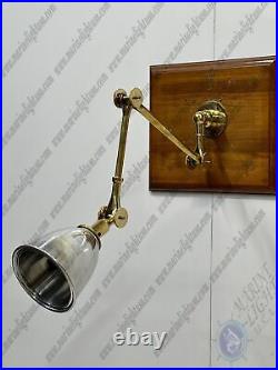 Mid Century Style Swing Arm Vintage Aluminum & Brass Nautical Wall Lamp Fixture