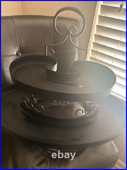 Vintage Tiered Plant Stand Mid Century Tiered Black Metal Tray Curved Flat